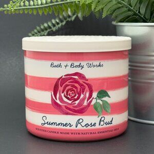 BBW Summer Rose Bud Bath & Body Works 3 Wick Candle